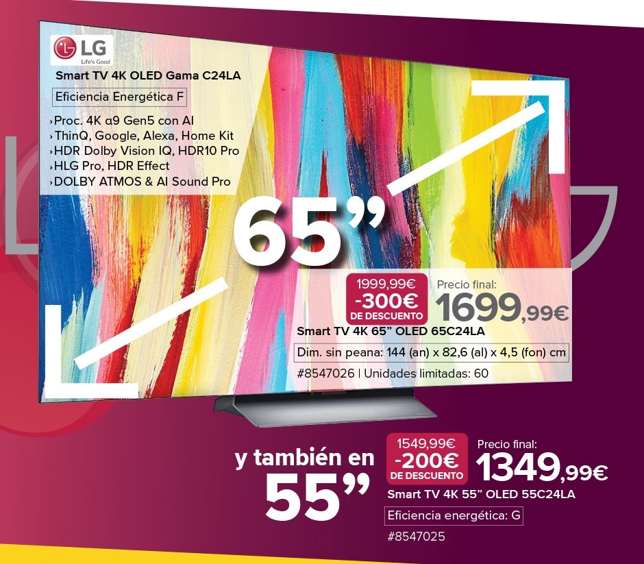 Smart TV 4K OLED, gama C24LA, en 65 y 55 pulgadas