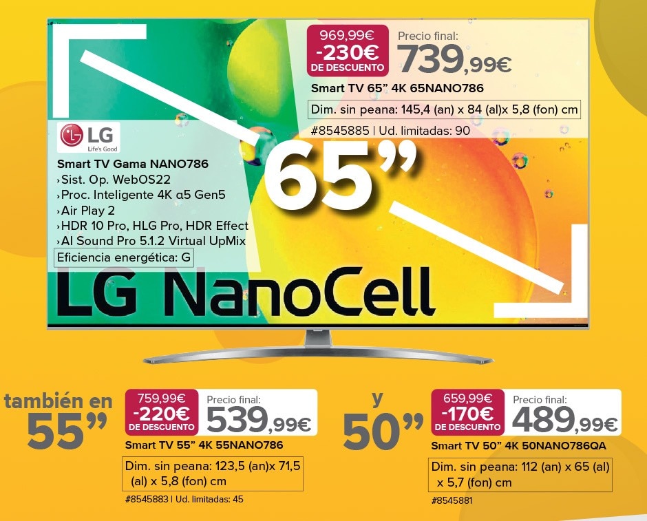Smart TV 4K NanoCell, en 65, 55 y 50 pulgadas