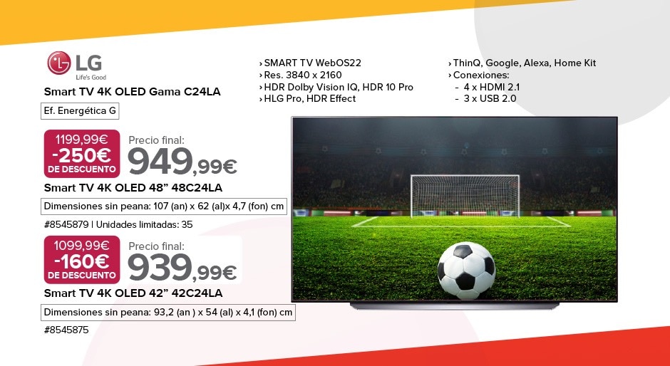 Smart TV 4K OLED gama C24LA, de 48 y 42 pulgadas