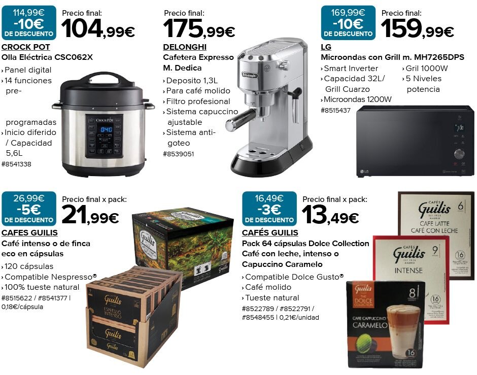 Accesorios cocina: Crock Pot / Delonghi Cafetera / LG Microondas…