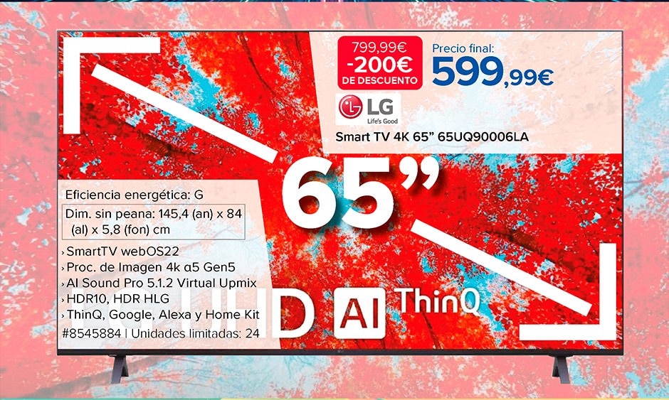 SmartTV 4K, de 65 pulgadas, de LG