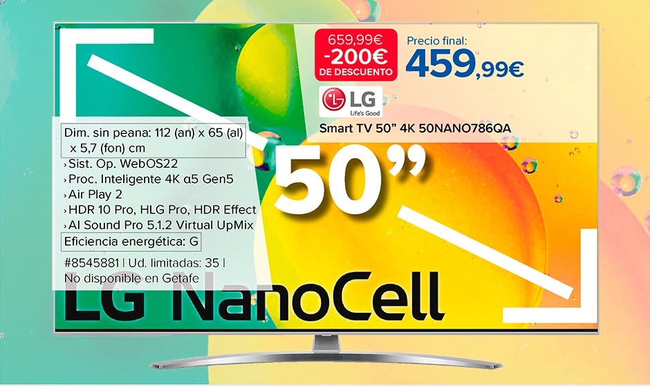 SmartTV 4K, de 50 pulgadas, de LG