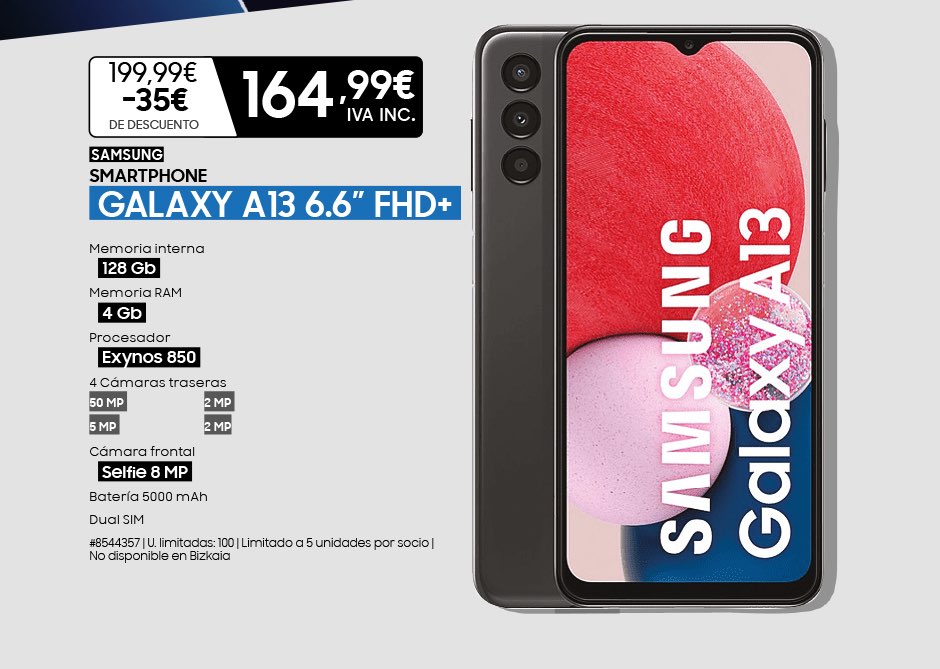 Samsung Galaxy A13 6,6 pulgadas, FHD+