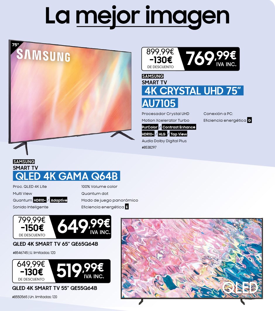 La mejor imagen, Smart TV 4K, crystal UHD de 75 pulgadas, SmartTV  4K gama Q64B